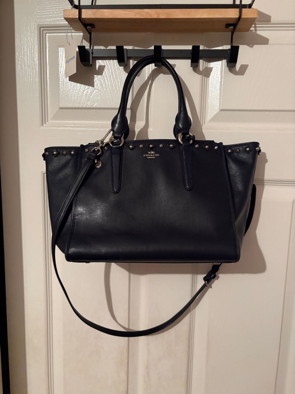 Coach crosby carryall in navy leather
